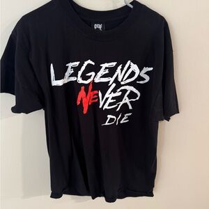 Black Graphic Tee with Legends Never Die Print